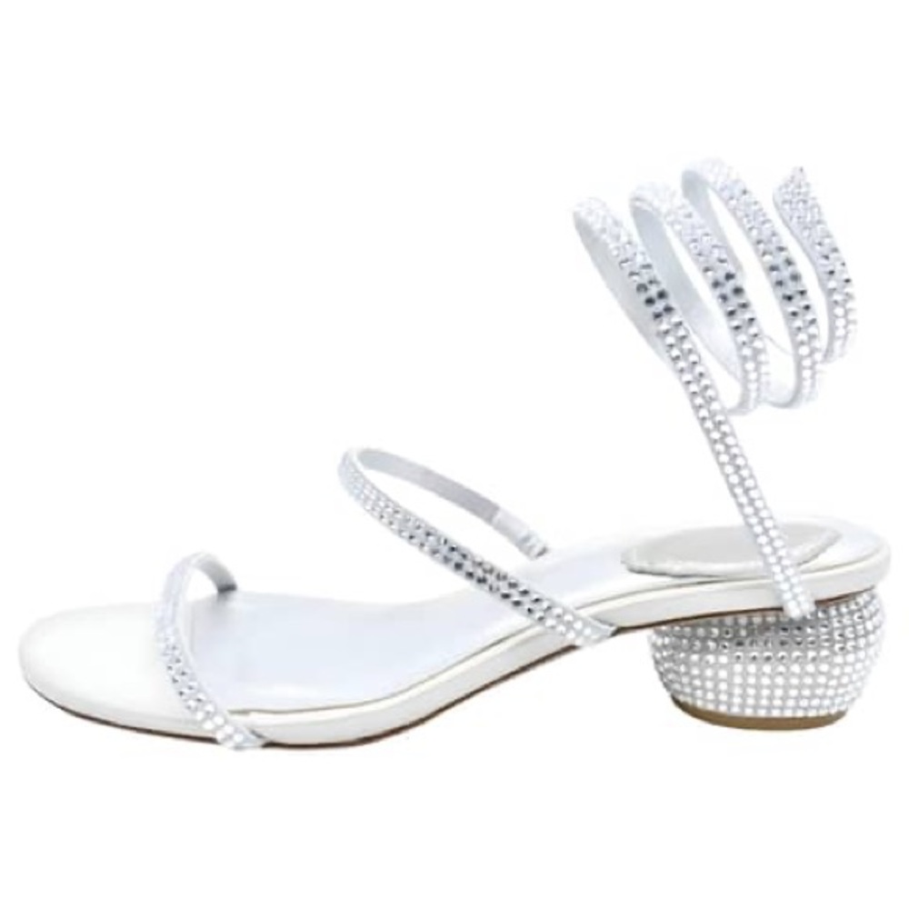 RENE CAOVILLA |  CLEO CRYSTAL IVORY SANDAL 35 | Size 37 | White
